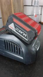 Bosch blauw 14,4v GAL 1880 CV  lader met 3 accu's 14,4 V, Verzenden, Gebruikt