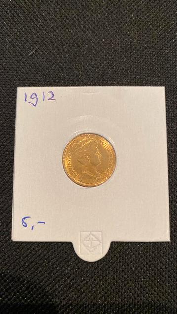 Wilhelmina 5 gulden 1912 0.900/3.048 fijn beschikbaar voor biedingen