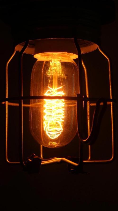 Industriele Looplamp met 5m Snoerboer scheepstouw snoer, Huis en Inrichting, Lampen | Hanglampen, Minder dan 50 cm, Metaal, Overige materialen