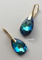 Oorbellen Swarovski kristal NIEUW goud zilver ketting parel, Hangers, Blauw, Nieuw, Ophalen of Verzenden