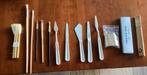 Schilderkwasten palletmessen houtskool Potloden en Doos, Hobby en Vrije tijd, Ophalen of Verzenden, Gebruikt