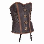 Leren steampunk korset model 25 maat small t/m 6xl, Kleding | Dames, Ophalen of Verzenden, Bruin, Body of Korset