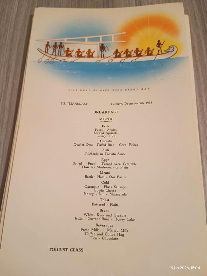 Collectie (26x) originele menukaarten Holland-Amerika lijn, Verzamelen, Scheepvaart, Ophalen of Verzenden