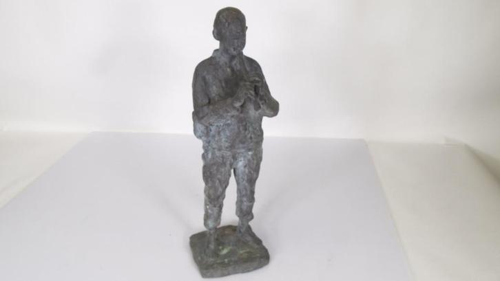 Bronzen Beeldje – Muzikant met Fluit, Antiek en Kunst, Kunst | Beelden en Houtsnijwerken, Ophalen of Verzenden
