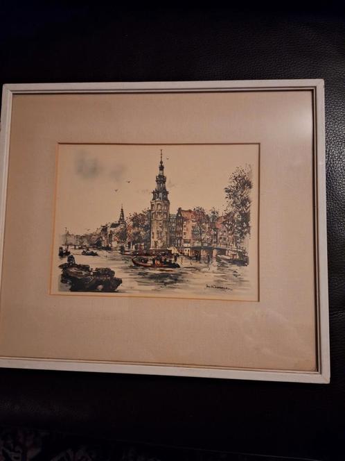 Montelbaanstoren aan de Oude Schans in Amsterdam, Antiek en Kunst, Kunst | Schilderijen | Klassiek, Ophalen of Verzenden