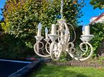 Witte metalen kroonluchter met 6 armen, Ophalen, Gebruikt, Metaal, Klassiek