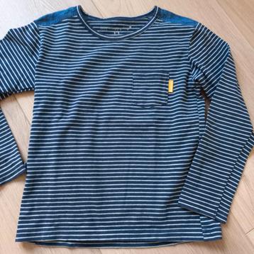 Little Label longsleeve shirt blauw/wit  streep maat 122/128