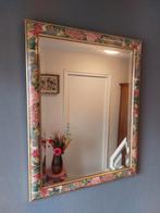 Franse vintage spiegel met bloemenpatroon, Huis en Inrichting, Woonaccessoires | Spiegels, Ophalen of Verzenden, Gebruikt, Rechthoekig