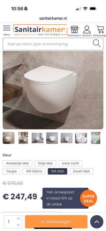 Wandcloset toilet wc Glans Wit - Nieuw -krasje onder de bril beschikbaar voor biedingen