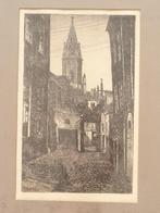 ets Jacobuskerk uit een steeg Den Haag, P. Matthes rond 1930, Antiek en Kunst, Kunst | Etsen en Gravures, Verzenden