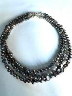 Pauw kleurige parel 3 strengen ketting zilver slot, Verzenden, Gebruikt, Overige kleuren, Overige materialen