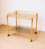 Vintage messing serveerwagen / trolley / theewagen / barcart, Ophalen, 50 tot 100 cm, Zo goed als nieuw, Vintage