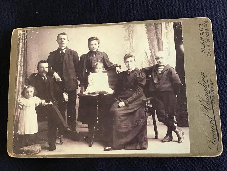 Kabinetfoto, Gezin, Leonard Vlaanderen, Alkmaar, Verzamelen, Foto's en Prenten, Gebruikt, Foto, Voor 1940, Ophalen of Verzenden