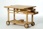 Trolley met 4 wielen, lades en vleugels- teakhout Gloster, Ophalen, 75 cm of meer, 60 cm of meer, Rechthoekig
