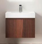 Badkamermeubel walnoot met ribbel front, Huis en Inrichting, Badkamer | Badkamermeubels, Nieuw, Minder dan 100 cm, Wastafelkast
