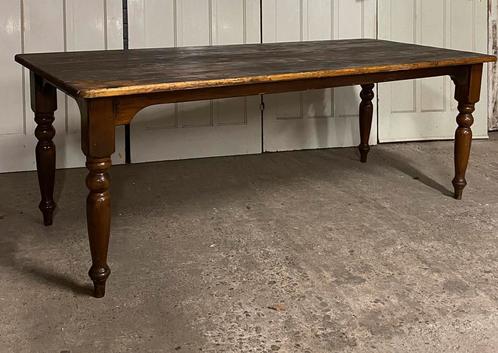 Franse Boeren Eettafel. L 210cm. Oud Grenen. 6-8 persoons., Huis en Inrichting, Tafels | Eettafels, Gebruikt, 50 tot 100 cm, 200 cm of meer