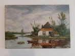 Schilderij landschap huis aan het water, Antiek en Kunst, Kunst | Schilderijen | Klassiek, Ophalen of Verzenden