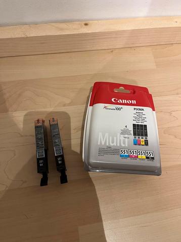 Twee zwarte Canon Pixma cartridges BK 551 beschikbaar voor biedingen