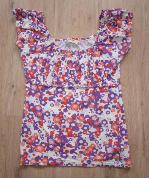 Wit Paars Roze Bloementop Ichi (M), Kleding | Dames, Tops, Gedragen, Maat 38/40 (M), Wit, Zonder mouw, Ophalen of Verzenden