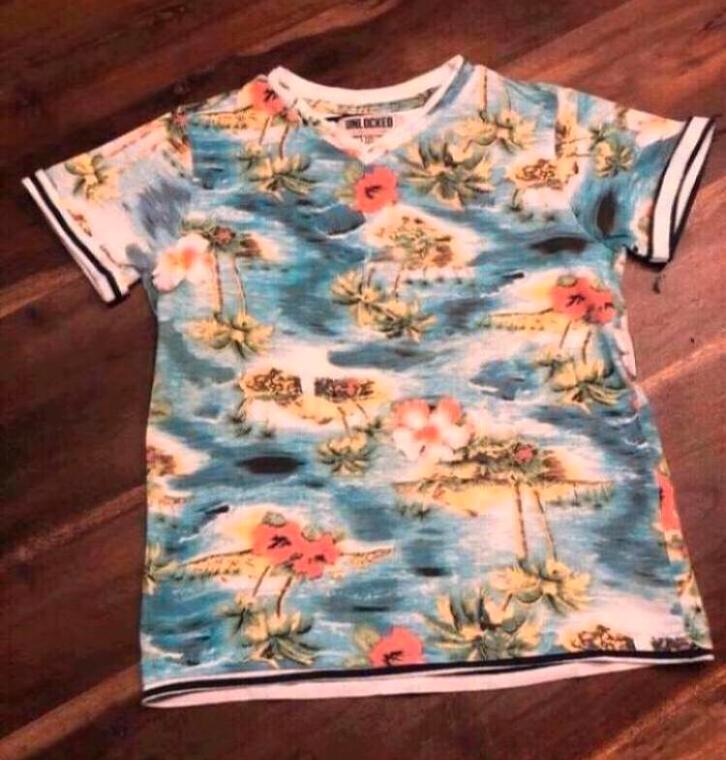 🌺 UNLOCKED Mt 116 122 shirt HAWAII jongen, Kinderen en Baby's, Kinderkleding | Maat 116, Zo goed als nieuw, Jongen, Shirt of Longsleeve