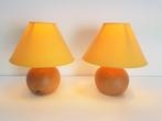 Set 2 vintage tafellamp beuken hout bol lamp Deens '70, Huis en Inrichting, Lampen | Tafellampen, Minder dan 50 cm, Gebruikt, Vintage