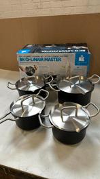 BK Q-linair Master Black kookpannenset - 4-delig - veilig af, Keramische plaat, Nieuw, Pannenset, Rvs
