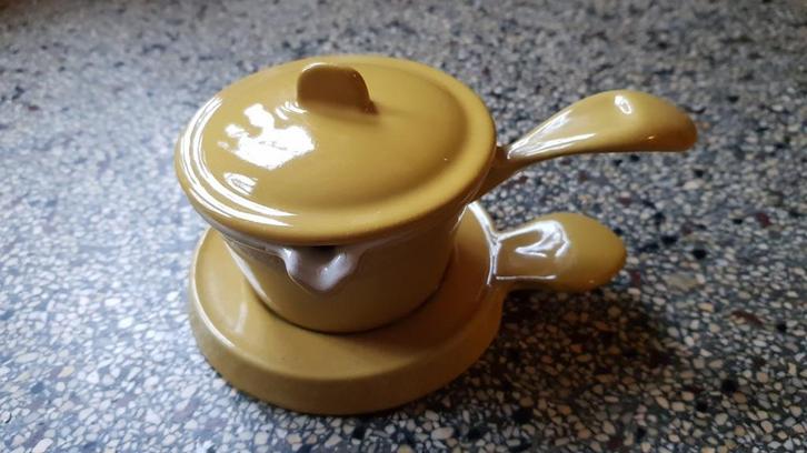 vintage Boterverwarmer Descoware, geemailleerd gietijzer, Antiek en Kunst, Curiosa en Brocante, Ophalen of Verzenden