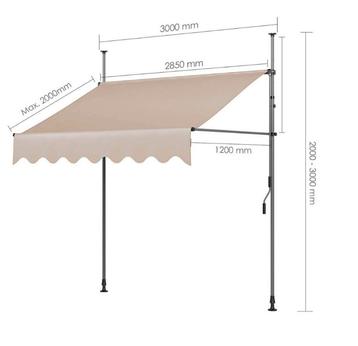 Balkon Zonnescherm 300x120cm met Zwengel | Balkon Luifel beschikbaar voor biedingen