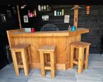 Houten Bar met Krukken, Ophalen of Verzenden, Zo goed als nieuw, Inclusief barstoelen