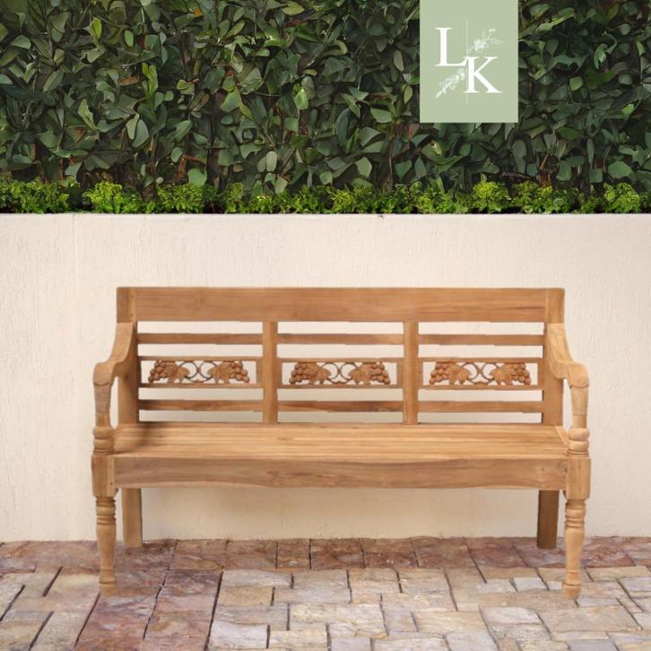 Landelijke klassieke tuinbank - Waverly teakhout, Tuin en Terras, Tuinbanken, Nieuw, Teakhout, Ophalen of Verzenden