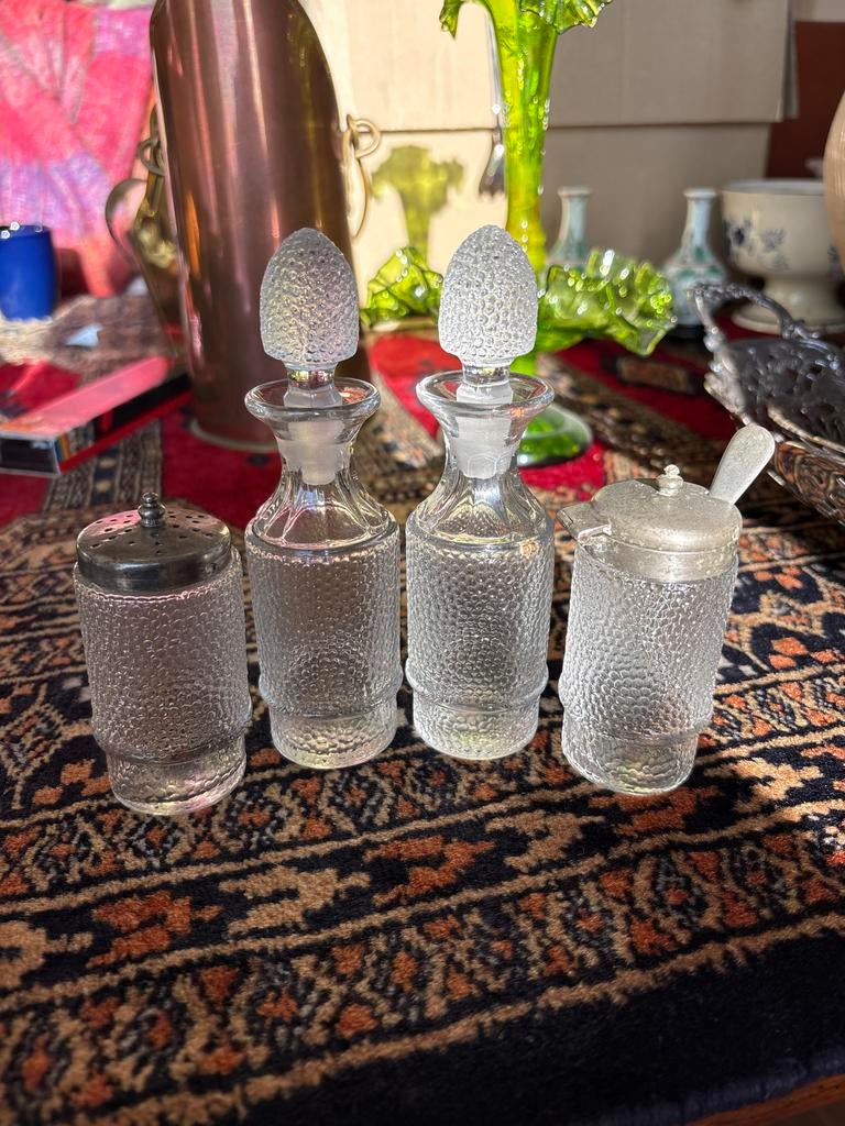 Vintage Glazen Flessen en Potten Set, Ophalen of Verzenden