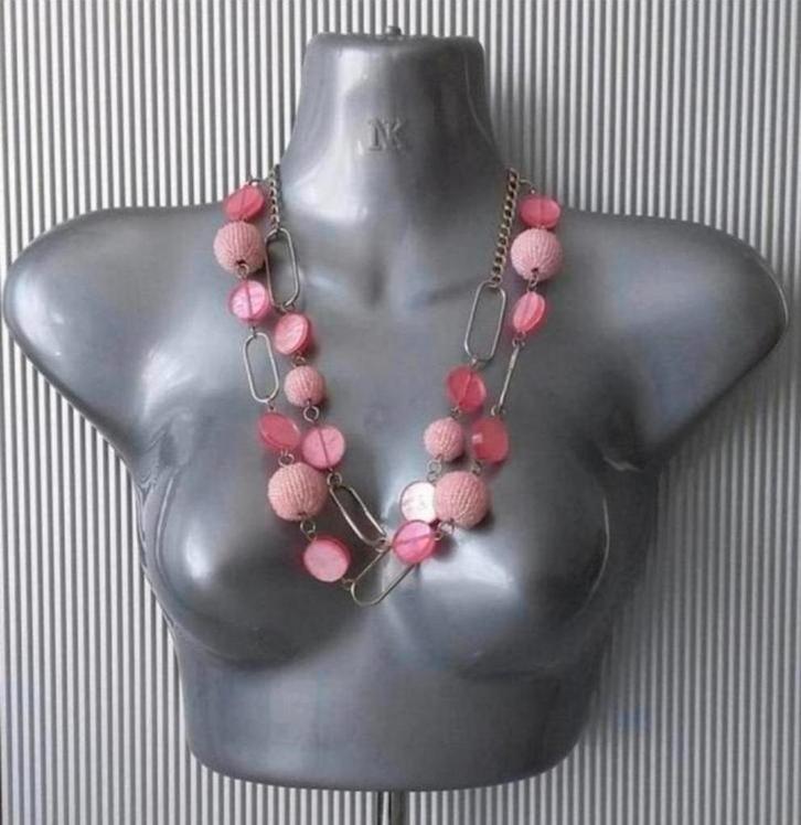 Manouk - fantasieketting, Sieraden, Tassen en Uiterlijk, Kettingen, Nieuw, Steen of Mineraal, Roze, Met hanger, Verstelbaar, Verzenden