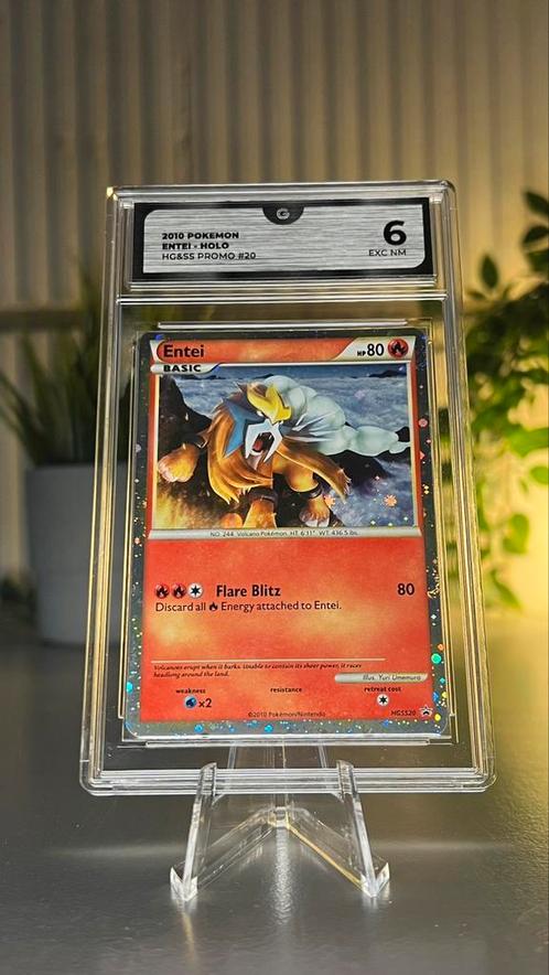 Entei pokemon kaart holo hgss20 promo psa 6 #20, Hobby en Vrije tijd, Verzamelkaartspellen | Pokémon, Nieuw, Losse kaart, Foil