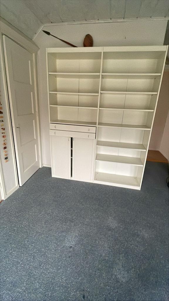 Retro vintage wit IKEA Billy/Oxberg boekenkast deuren lades, Huis en Inrichting, Kasten | Boekenkasten, Gebruikt, 50 tot 100 cm