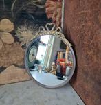 Oude messing strikspiegel, Antiek en Kunst, Antiek | Spiegels, Ophalen of Verzenden, Rond, Minder dan 50 cm, Minder dan 100 cm