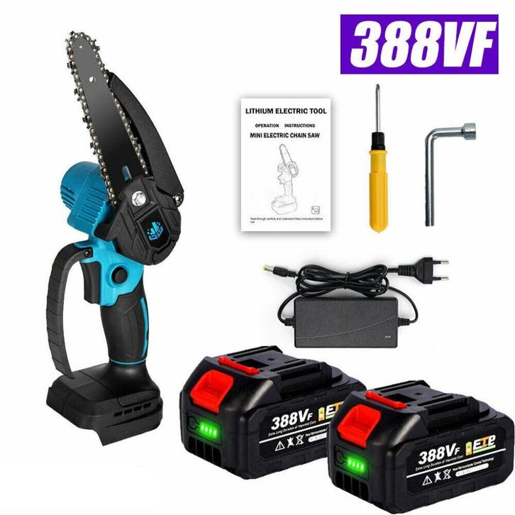 6 Inch 1200W Accu Kettingzaag, Eenhandszaag Met 2 Accu's, Tuin en Terras, Hand-tuingereedschap, Nieuw, Ophalen of Verzenden
