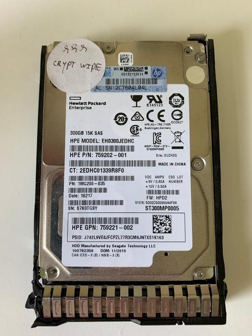 HP EH0300JEDHC G8-G10 300-GB 12G 15K 2.5 SAS HDD, Computers en Software, Harde schijven, Gebruikt, SAS, Ophalen of Verzenden