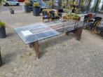 Glazen tafel, Huis en Inrichting, Tafels | Eettafels, Ophalen, Gebruikt, 100 tot 150 cm, 200 cm of meer