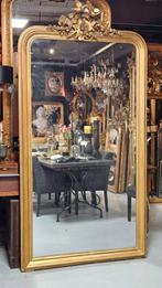 Antieke Louis  Philippe spiegel met prachtige kroon.., Ophalen of Verzenden, Rechthoekig, Minder dan 50 cm
