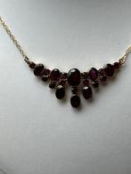 Gouden collier Boheemse Granaat, Sieraden, Tassen en Uiterlijk, Kettingen, Verzenden, Zo goed als nieuw, Goud, Met edelsteen