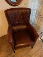 Fijne rood/bruin lederen fauteuil., Huis en Inrichting, Fauteuils, Ophalen, Minder dan 75 cm, Leer, Zo goed als nieuw