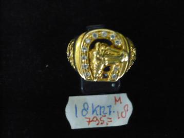 18 krt. gouden ring paardenhoofd met hoefijzer 8.4 gram m 18 beschikbaar voor biedingen