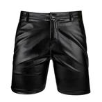 Zwarte kunstleren heren korte broek / mannen lederen, Kleding | Heren, Broeken en Pantalons, Verzenden, Nieuw, Zwart
