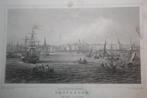 19e eeuwse ets (?) Amsterdam van het IJ gezien, Antiek en Kunst, Ophalen of Verzenden