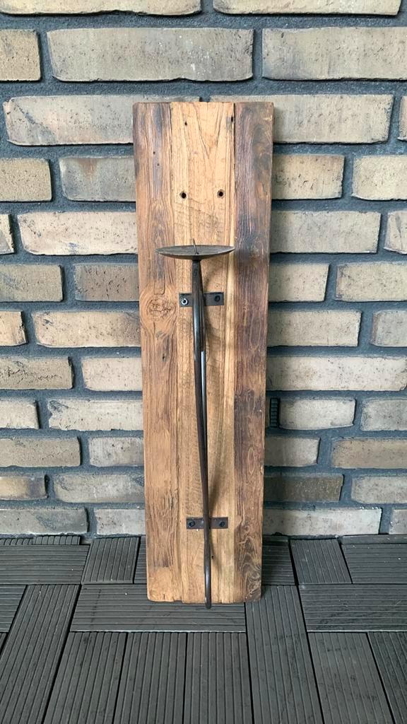 Wandplank wandhanger landelijk brocante eikenhout veranda, Huis en Inrichting, Woonaccessoires | Zuilen en Pilaren, Zo goed als nieuw