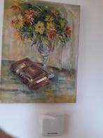 Vaas met bloemen en bijbel op voorgrond., Antiek en Kunst, Kunst | Schilderijen | Klassiek, Ophalen of Verzenden