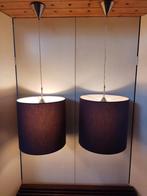 Grote hanglampen met paarse stoffen kap 6 stuks beschikbaar, Verzenden, Zo goed als nieuw, Metaal, Onbekend