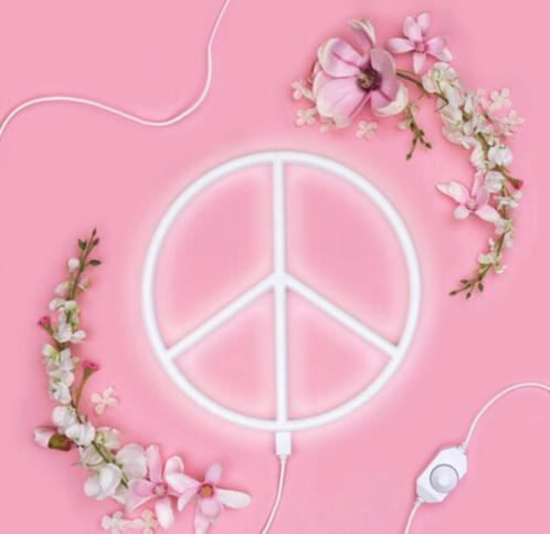 Neon Lamp Peace-teken, Huis en Inrichting, Lampen | Hanglampen, Zo goed als nieuw, Minder dan 50 cm, Ophalen