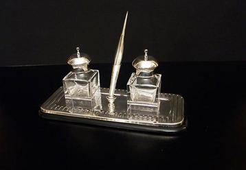 Uniek Zilveren Notaris inktstel met zilveren pen 1925 beschikbaar voor biedingen