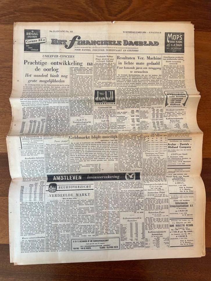 Oude Krant 2 Mei 1956, Verzamelen, Tijdschriften, Kranten en Knipsels, Krant, Nederland, 1940 tot 1960, Ophalen of Verzenden